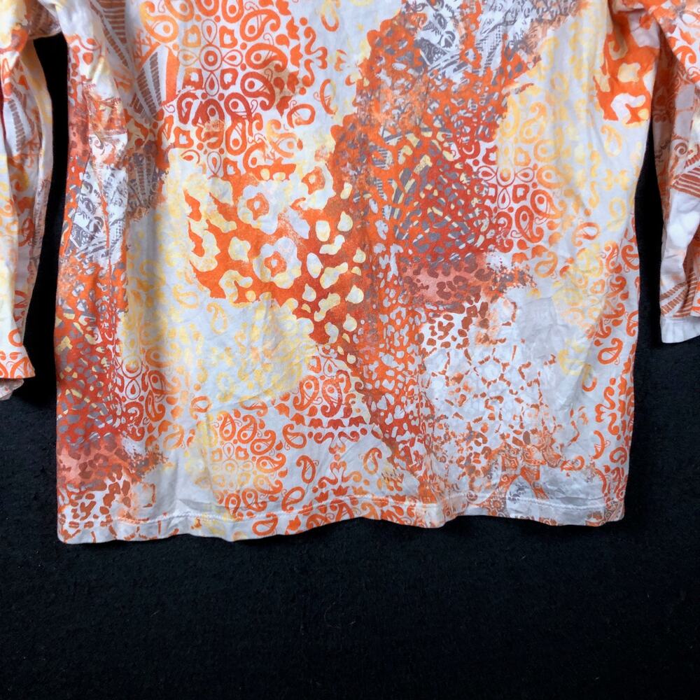 Chicos Womens Blouse Multicolored Paisley 3/4 Sleeve Front Key Hole 1 (M) - Picture 3 of 11